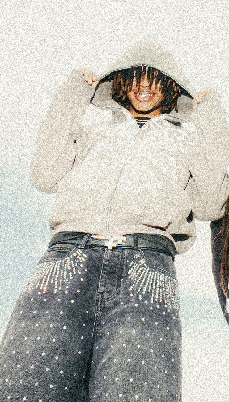 2CLOCKD "2FLY 4 U" CROPPED FULL ZIPUP HOODIE.